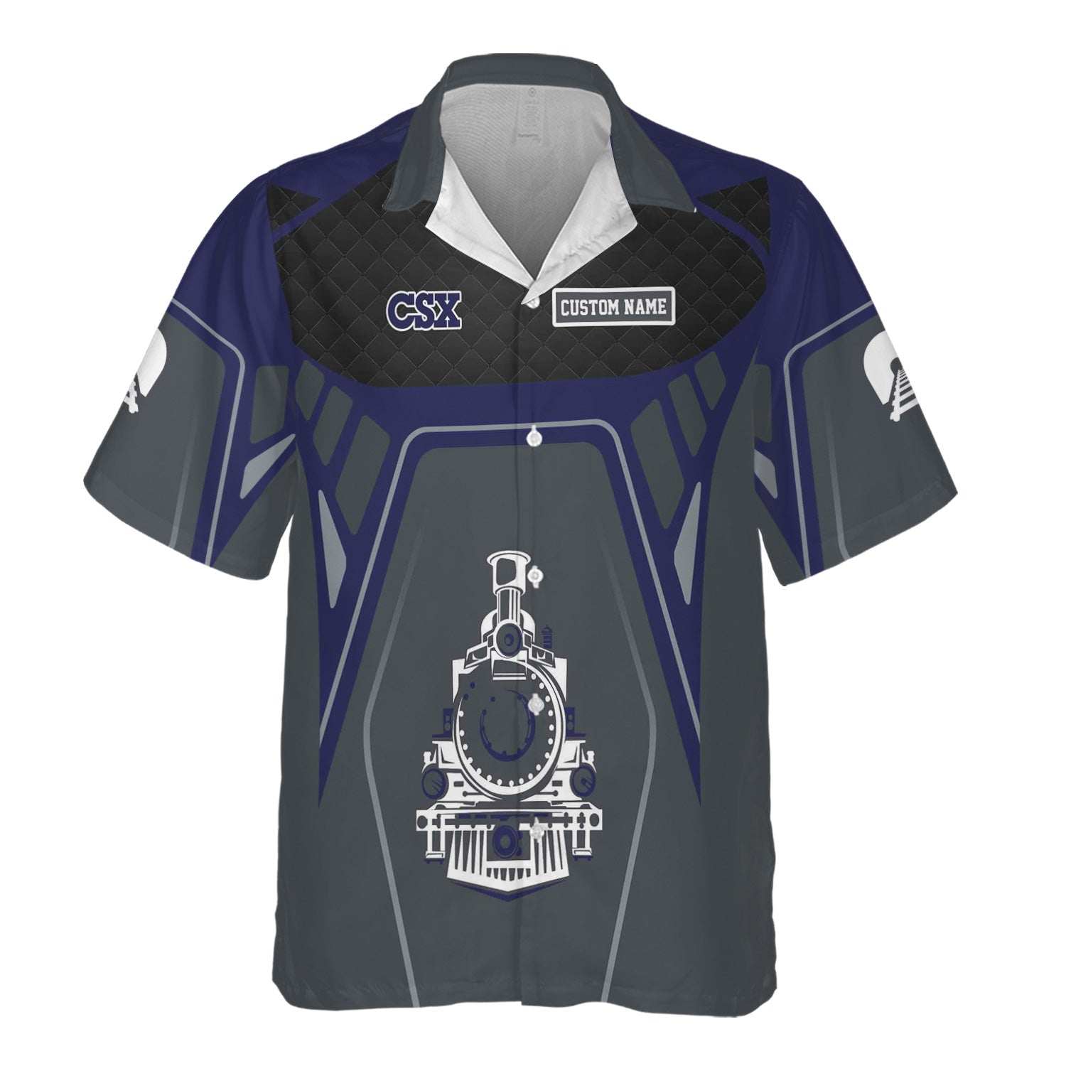 Railspirit Personalized CSX Transportation Railroad Hawaiian Shirt Steam Locomotive Engine Graphic Train Shirt All Over Print