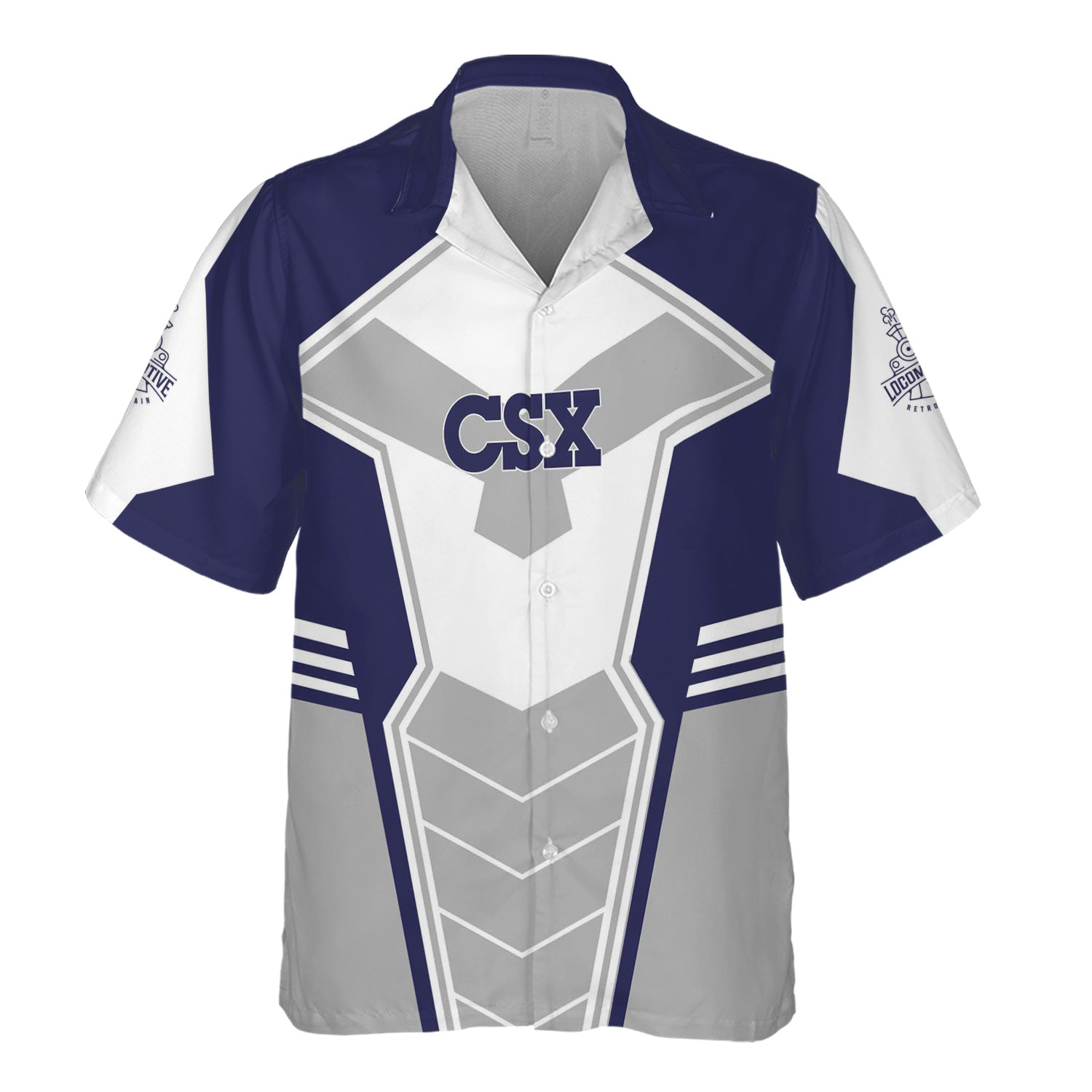 Railspirit Personalized CSX Transportation Railroad Hawaiian Shirt Engine-Inspired Style Train Shirt for Railroad Fanatic