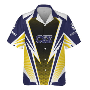 Railspirit Personalized CSX Transportation Railroad Hawaiian Shirt Lightning Graphic Style Shirt Gift Idea For Train Lover