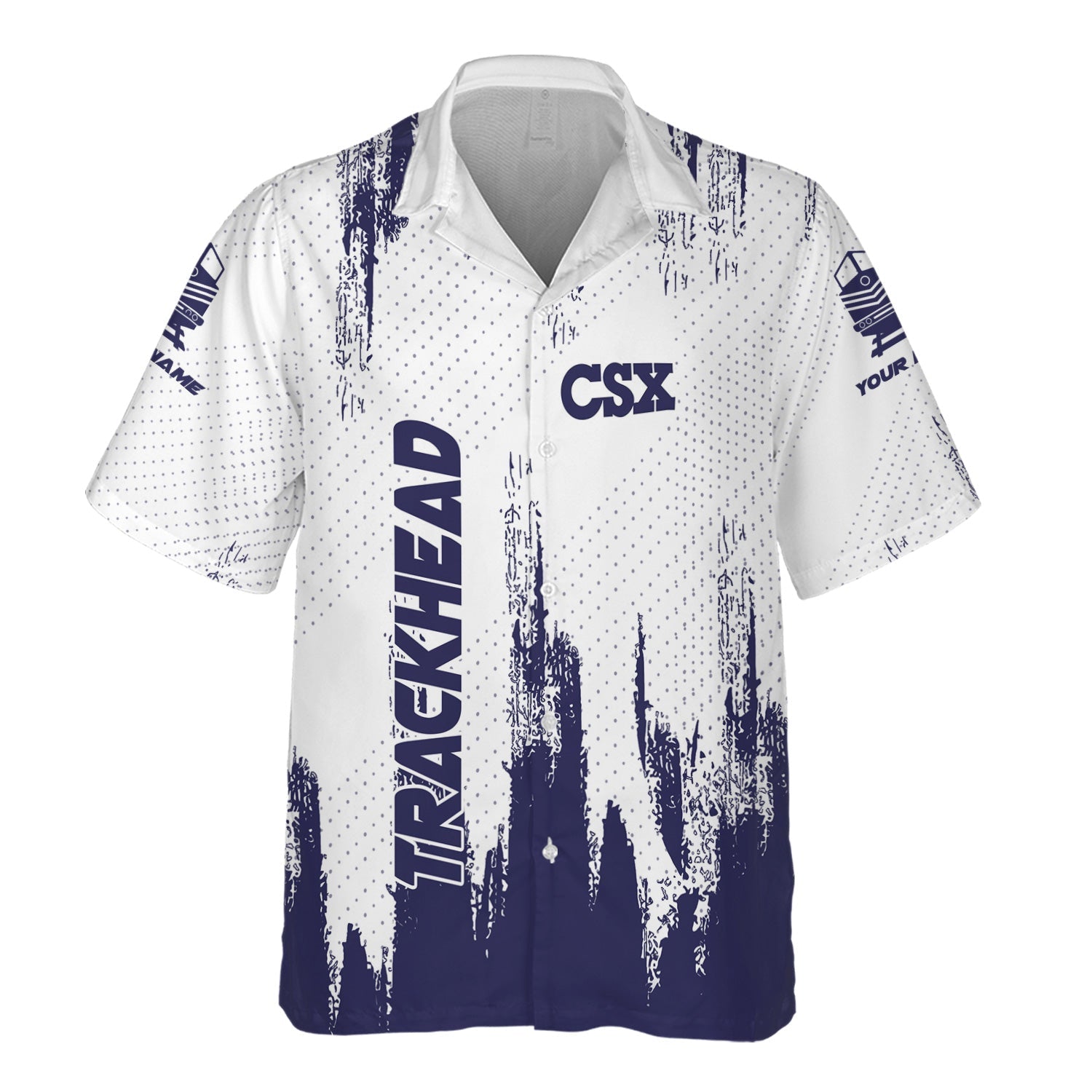 Railspirit Personalized CSX Transportation Railroad Hawaiian Shirt Paint Impact Design Train Shirt for Trackhead