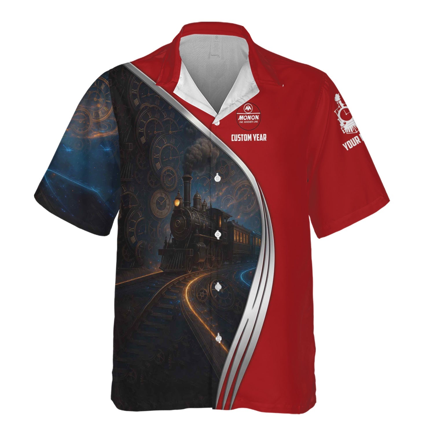 Railspirit Personalized Monon Railroad Hawaiian Shirt Steampunk Locomotive with Custom Year Train Shirt