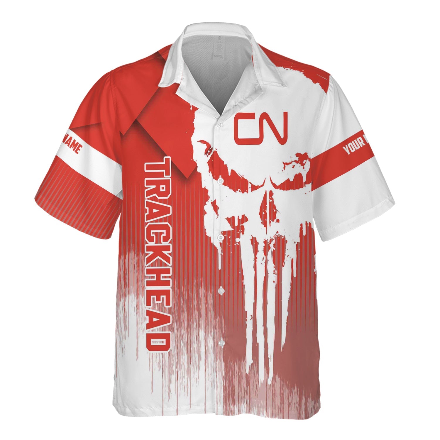 Railspirit Personalized Canadian National Railroad Hawaiian Shirt Skull Design with Custom Job Train Shirt for Trackhead Crew