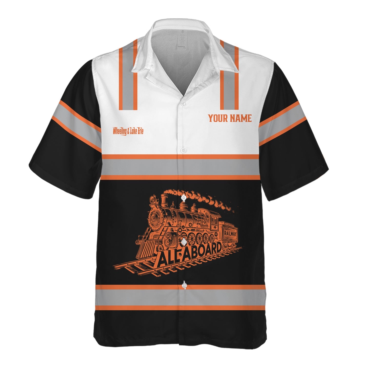 Railspirit Custom Name Wheeling And Lake Erie Railroad Hawaiian Shirt Eat Train Sleep Repeat Printed Train Shirt