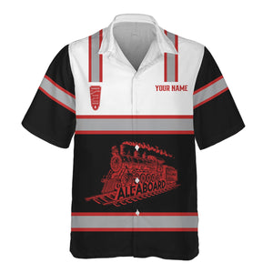 Railspirit Custom Name Bangor And Aroostook Railroad Hawaiian Shirt Eat Train Sleep Repeat Printed Train Shirt