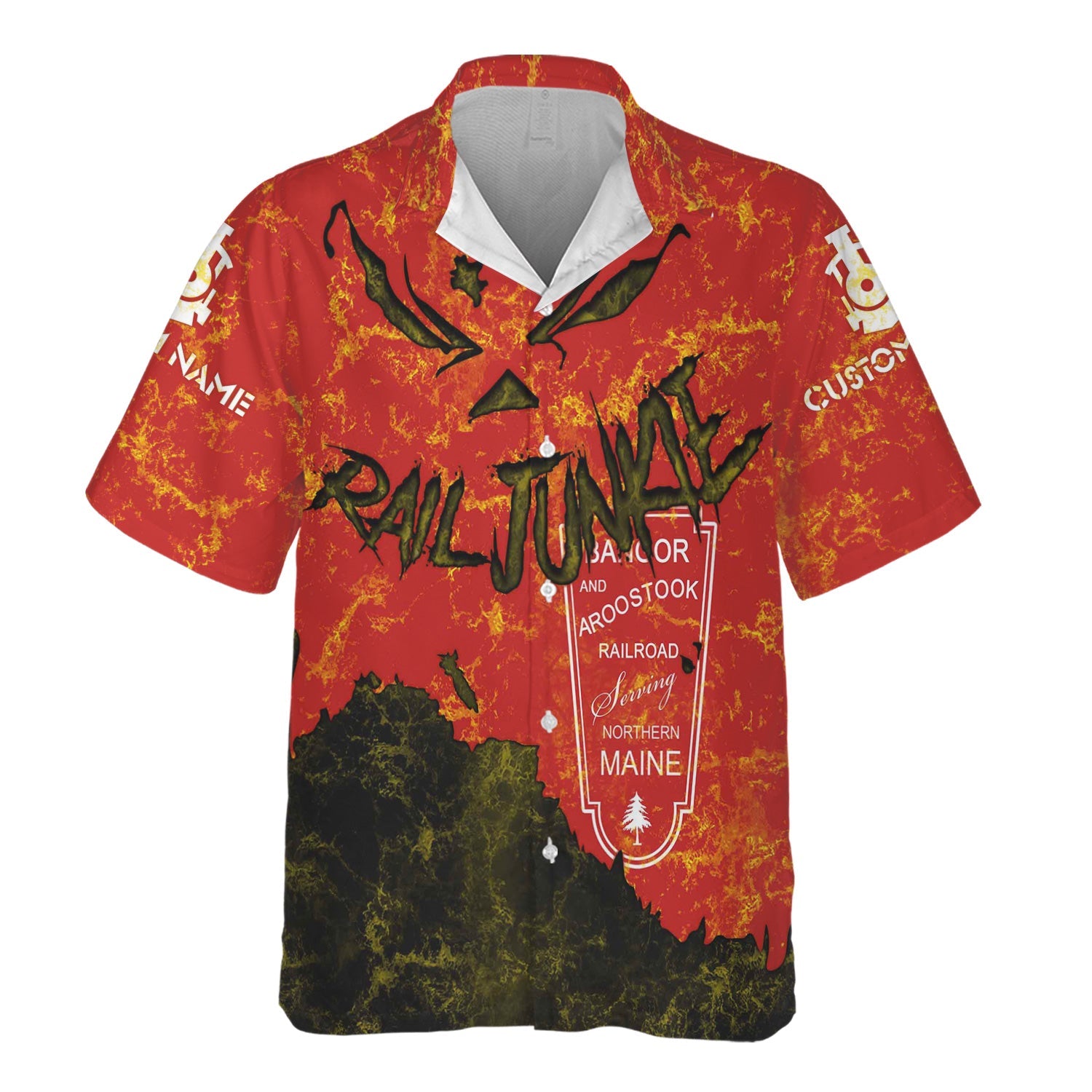 Railspirit Personalized Bangor And Aroostook Railroad Hawaiian Shirt Torn Graphic Style Train Shirt For Rail Junkie