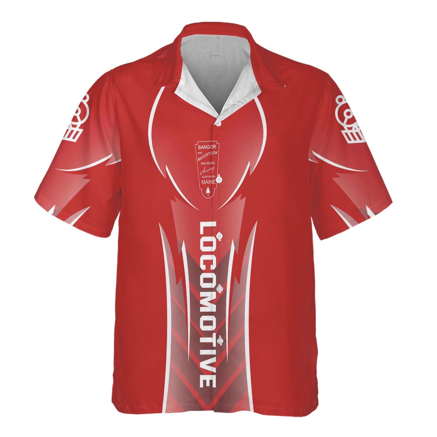 Railspirit Personalized Bangor And Aroostook Railroad Hawaiian Shirt Striking Line Style Train Shirt For Locomotive Lovers