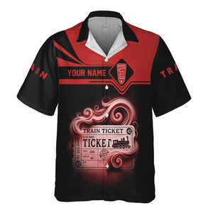 Railspirit Personalized Bangor And Aroostook Railroad Hawaiian Shirt Train Ticket  American Locomotive Printed Train