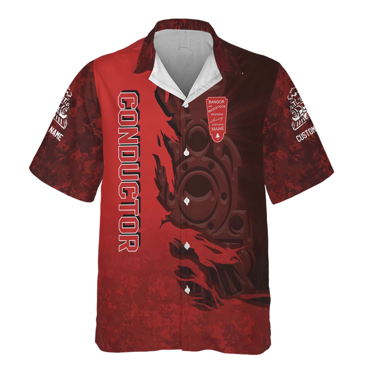 Railspirit Personalized Bangor And Aroostook Railroad Hawaiian Shirt Blazing Style with Custom Position Train Shirt