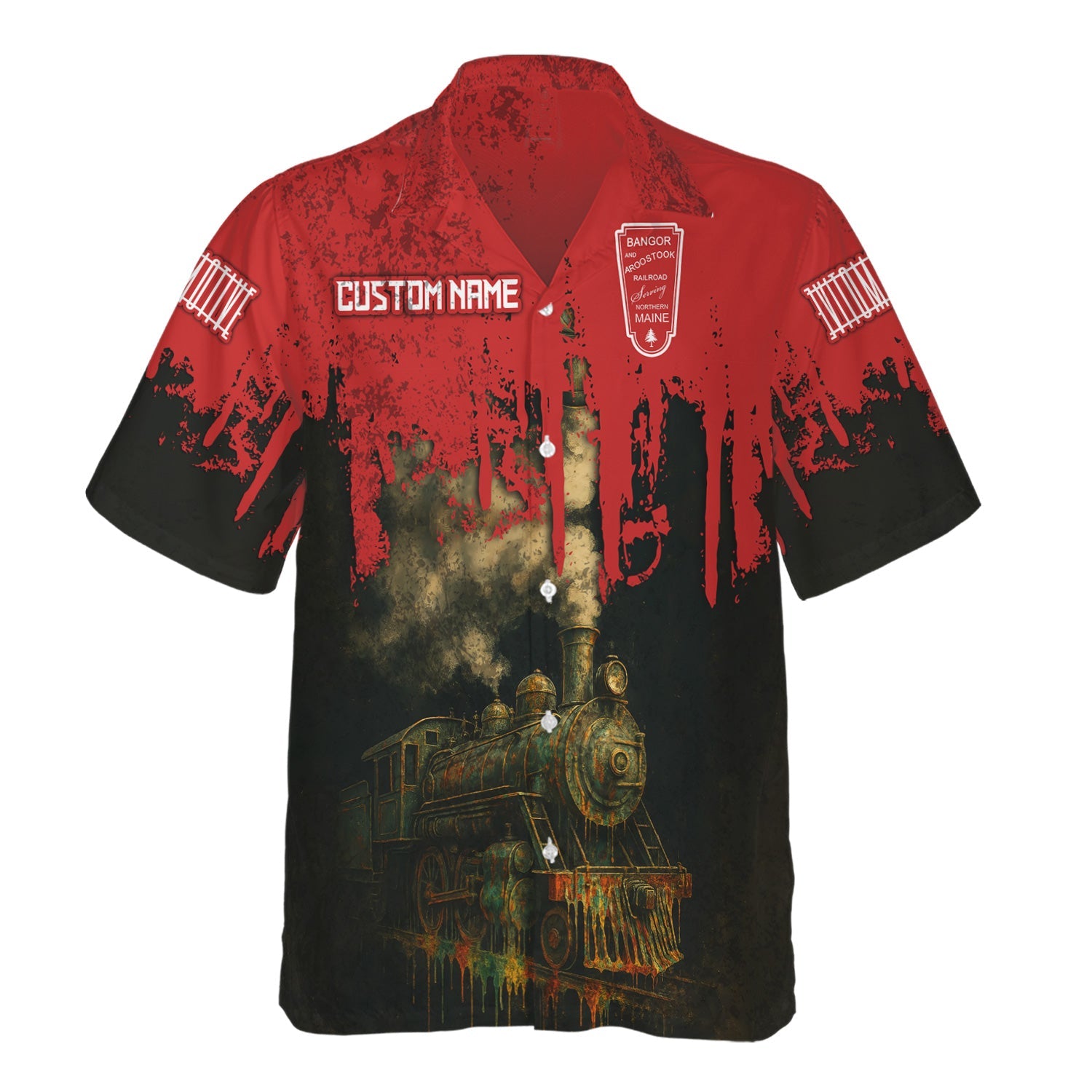 Railspirit Personalized Bangor And Aroostook Railroad Hawaiian Shirt Vintage Train Art Style Shirt For Locomotive Fans