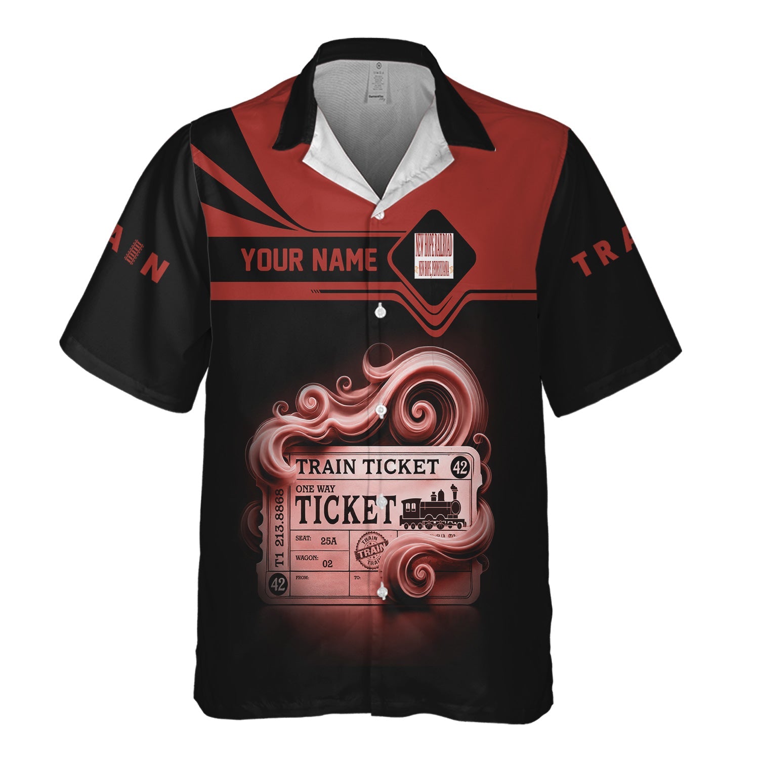 Railspirit Personalized New Hope Railroad Hawaiian Shirt Train Ticket  American Locomotive Printed Train