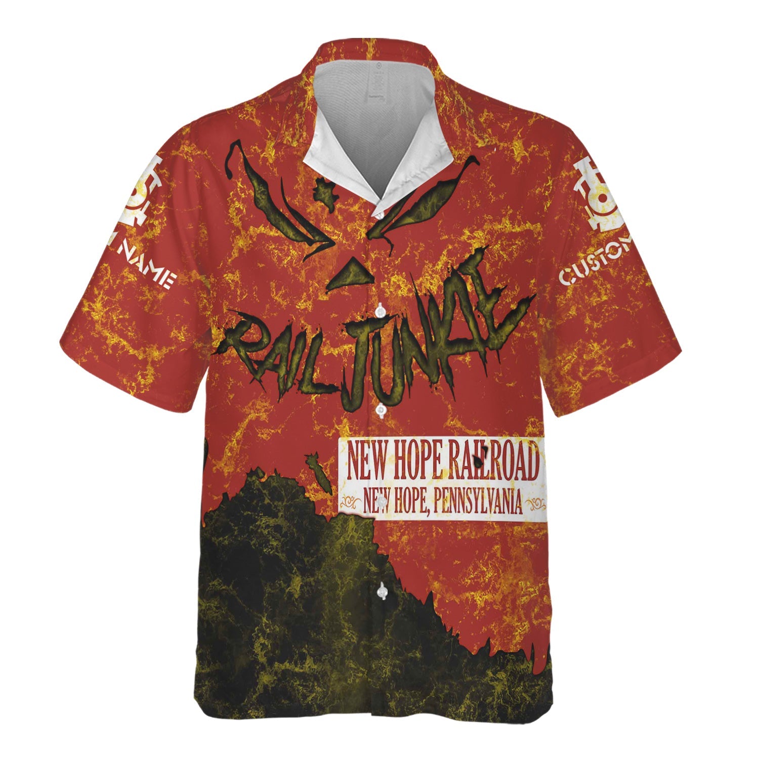 Railspirit Personalized New Hope Railroad Hawaiian Shirt Torn Graphic Style Train Shirt For Rail Junkie