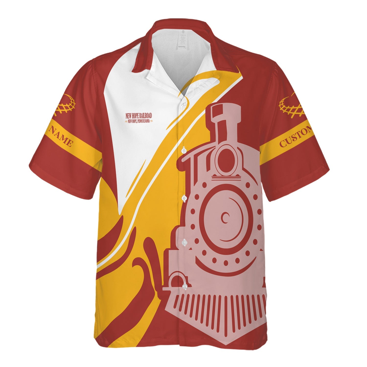 Railspirit Personalized New Hope Railroad Hawaiian Shirt Flame-Inspired Style Shirt Gift Idea For Train Lovers