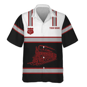 Railspirit Custom Name Wisconsin Central Ltd Railroad Hawaiian Shirt Eat Train Sleep Repeat Printed Train Shirt