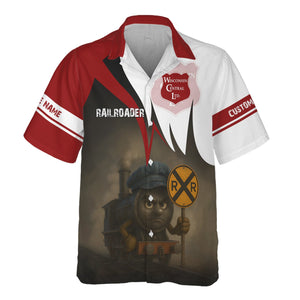 Railspirit Personalized Wisconsin Central Ltd Railroad Hawaiian Shirt Angry Train Hawaiian Shirt Gift Idea For Train Lover