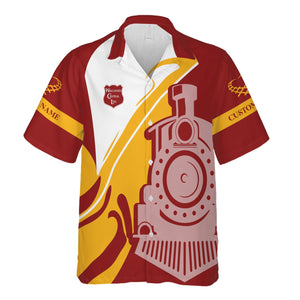 Railspirit Personalized Wisconsin Central Ltd Railroad Hawaiian Shirt Flame-Inspired Style Shirt Gift Idea For Train Lovers