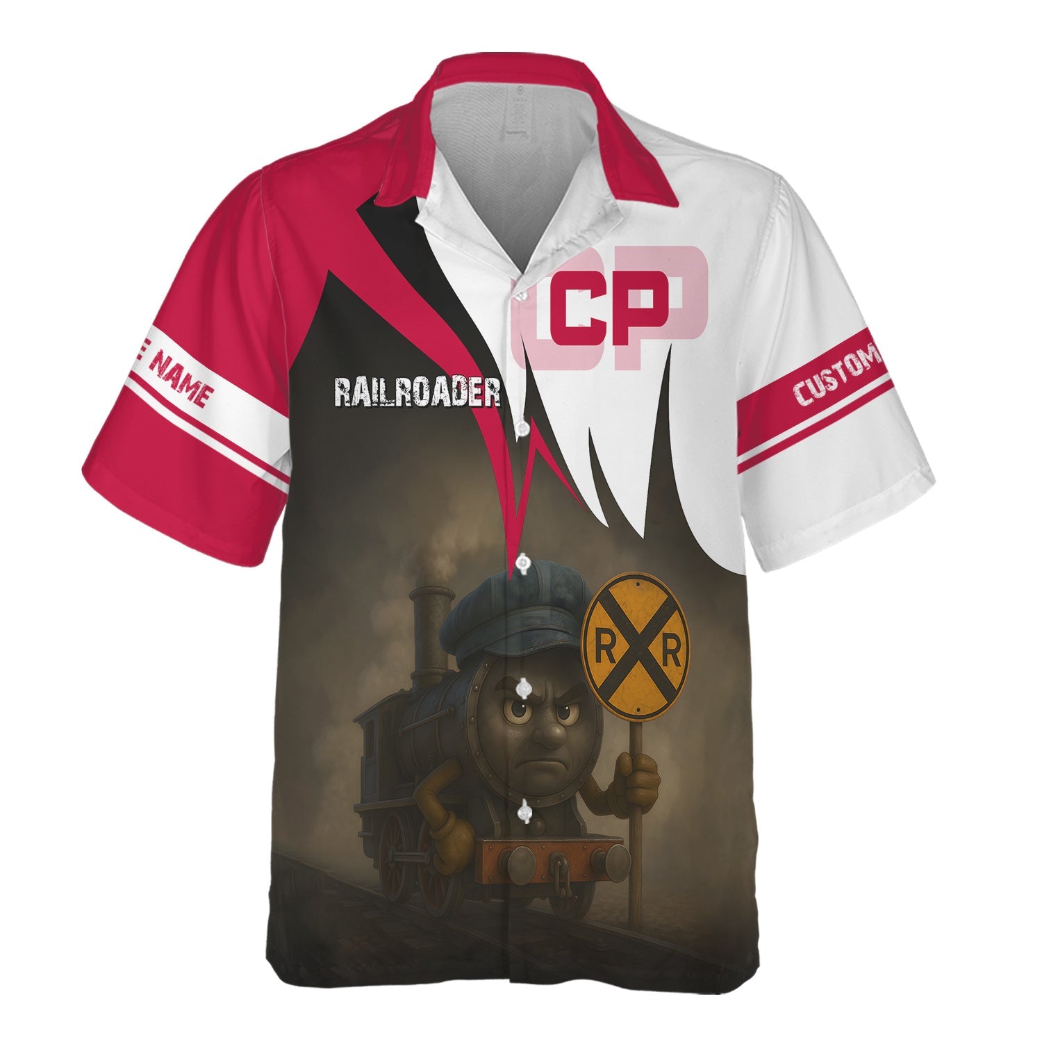 Railspirit Personalized Canadian Pacific Railroad Hawaiian Shirt Angry Train Hawaiian Shirt Gift Idea For Train Lover