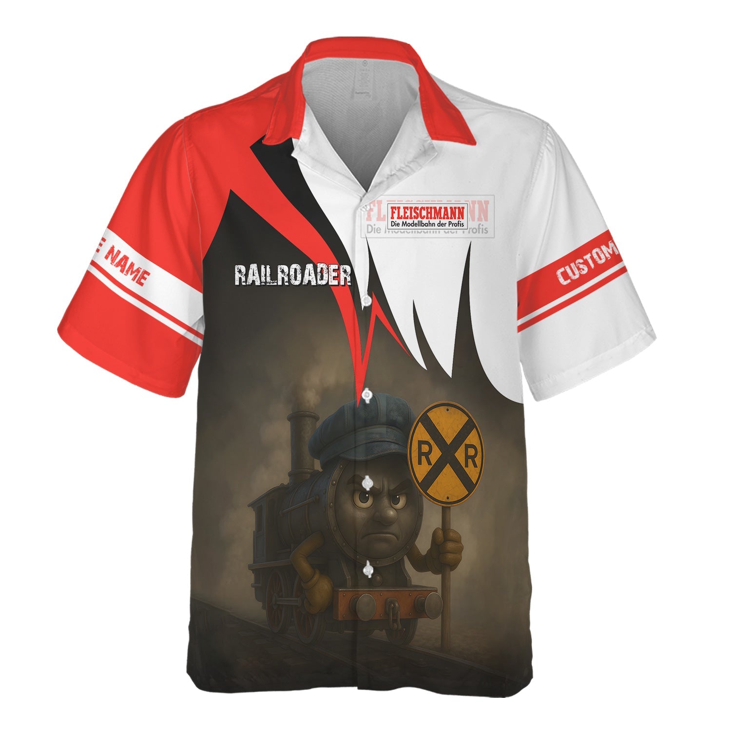 Railspirit Personalized Fleischmann And Western Railroad Hawaiian Shirt Angry Train Hawaiian Shirt Gift Idea For Train Lover