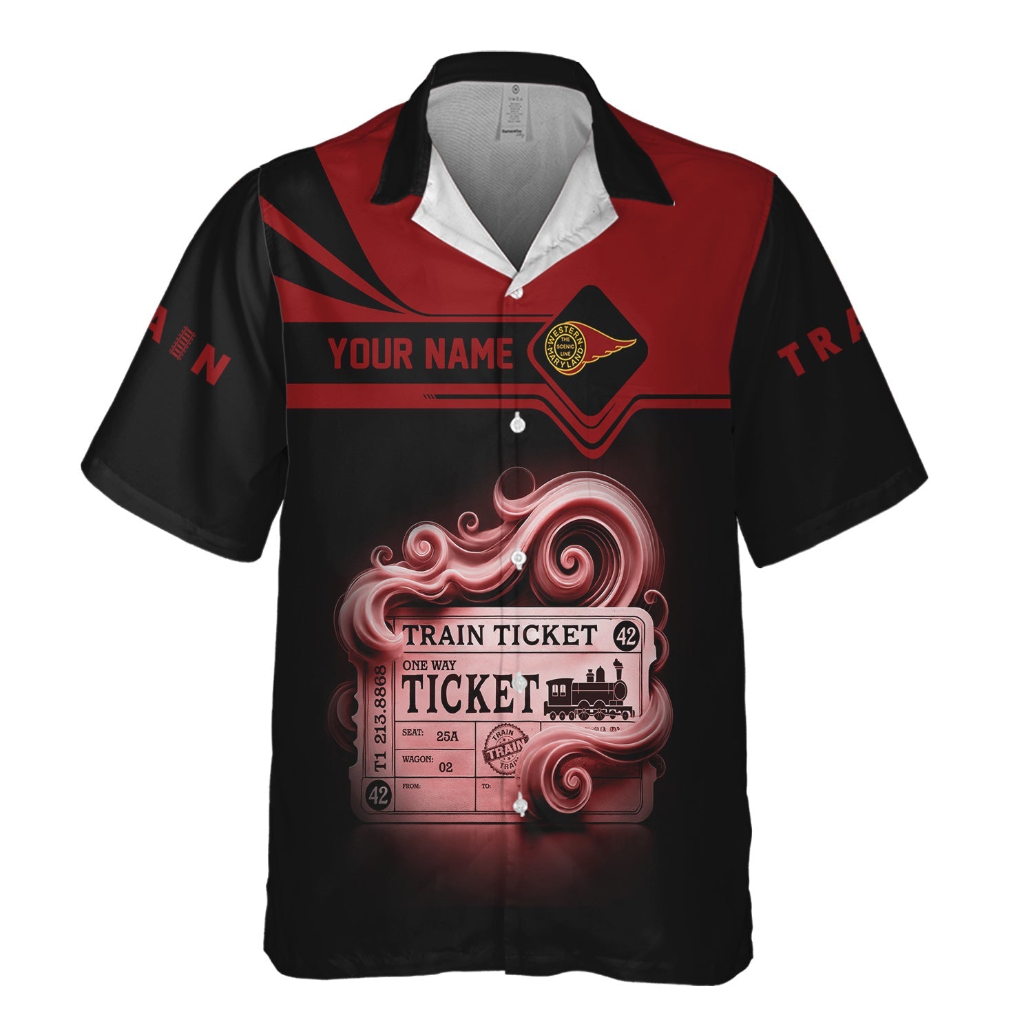 Railspirit Personalized Western Maryland Railway Hawaiian Shirt Train Ticket  American Locomotive Printed Train