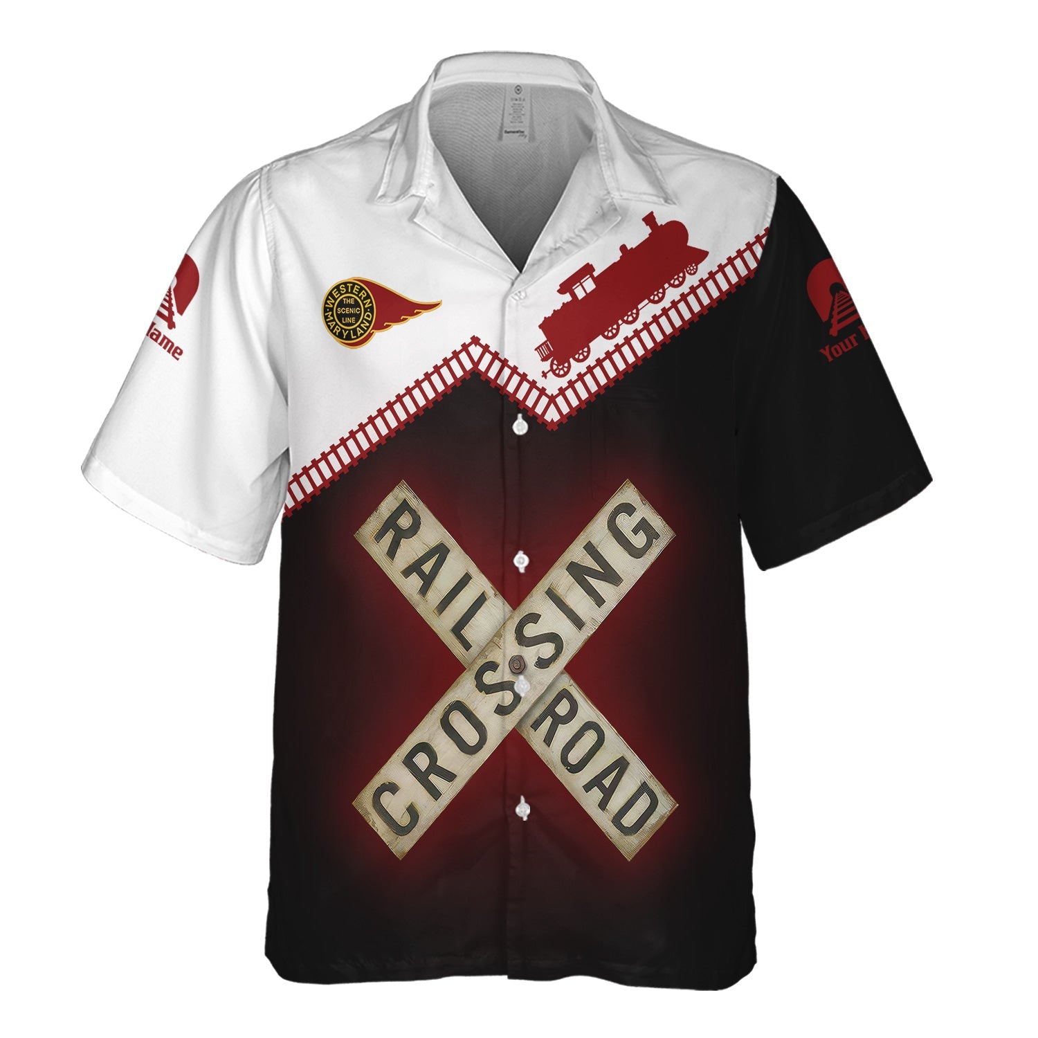 Railspirit Personalized Western Maryland Railway Hawaiian Shirt Railroad Crossing Printed Train Track Shirt