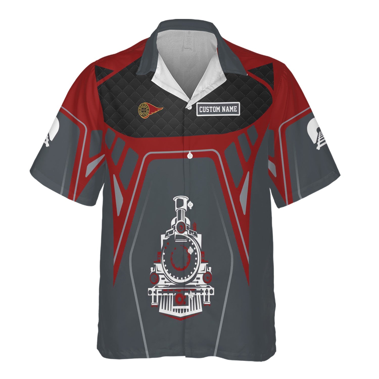 Railspirit Personalized Western Maryland Railway Hawaiian Shirt Steam Locomotive Engine Graphic Train Shirt All Over Print