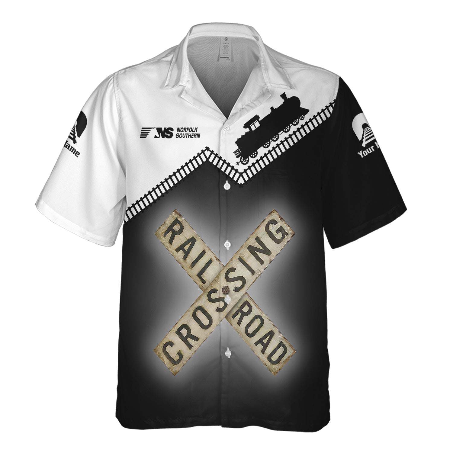 Railspirit Personalized Norfolk Southern Railway Hawaiian Shirt Railroad Crossing Printed Train Track Shirt