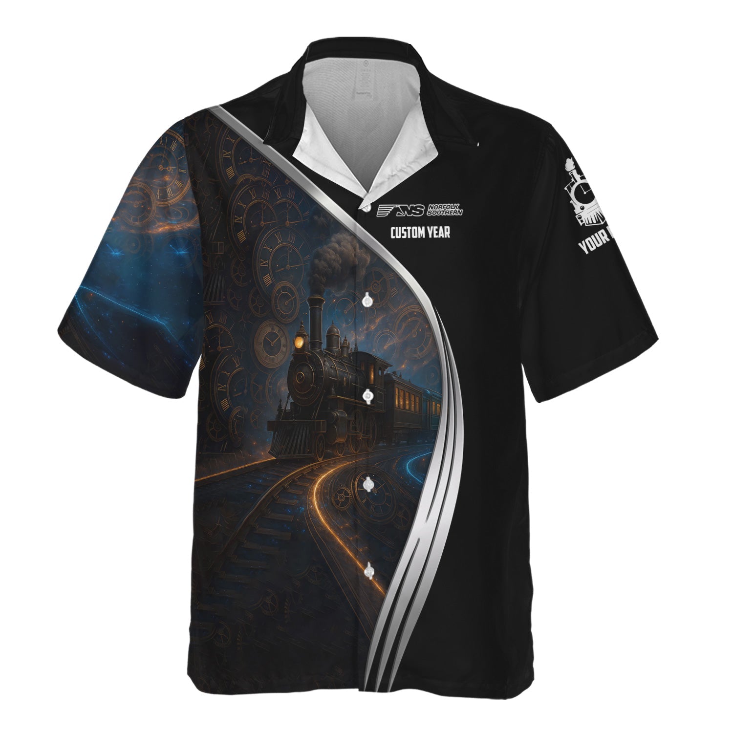 Railspirit Personalized Norfolk Southern Railway Hawaiian Shirt Steampunk Locomotive with Custom Year Train Shirt