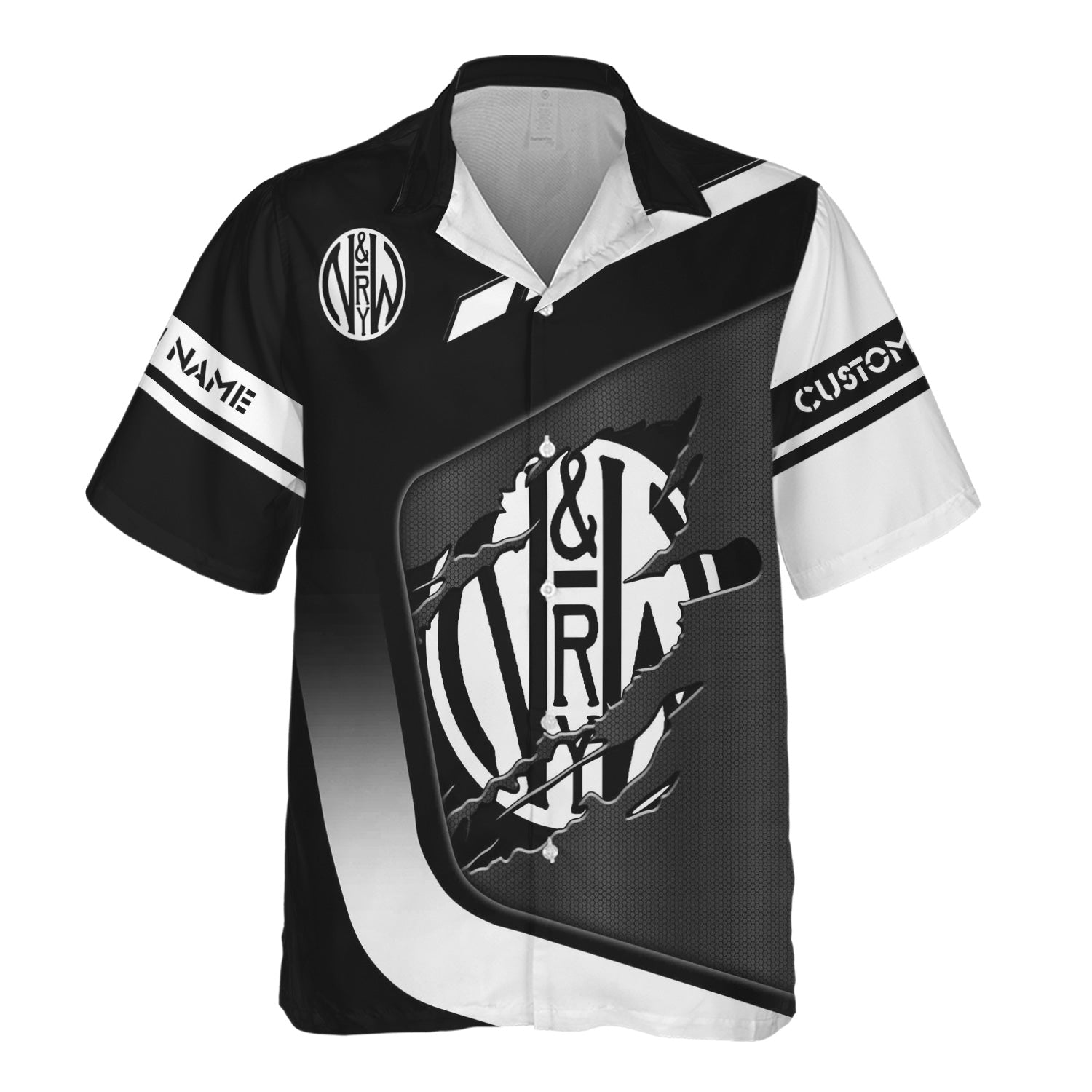 Railspirit Personalized Norfolk and Western Railway Hawaiian Shirt Ripped Texture Style N&W Train Shirt For Railroad Fanatic
