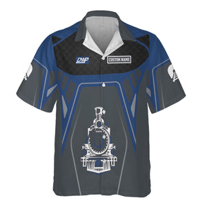 Railspirit Personalized Duluth, Winnipeg and Pacific Railway Hawaiian Shirt Steam Locomotive Engine Graphic Train Shirt All Over Print
