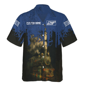 Railspirit Personalized Duluth, Winnipeg and Pacific Railway Hawaiian Shirt Vintage Train Art Style Shirt For Locomotive Fans
