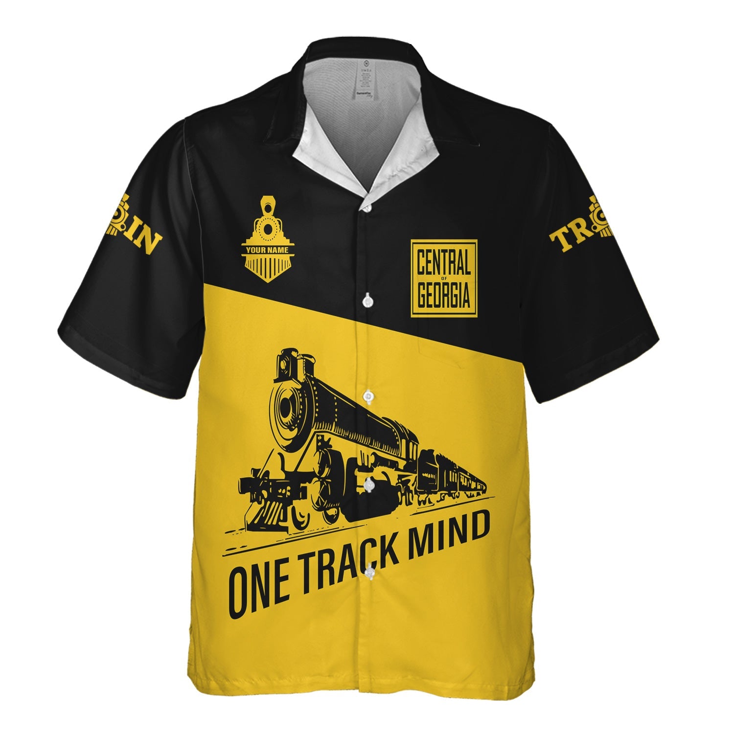 Railspirit Personalized Central of Georgia Railway Hawaiian Shirt One Track Mind Unisex Train Shirt Gift Idea For Train Lover