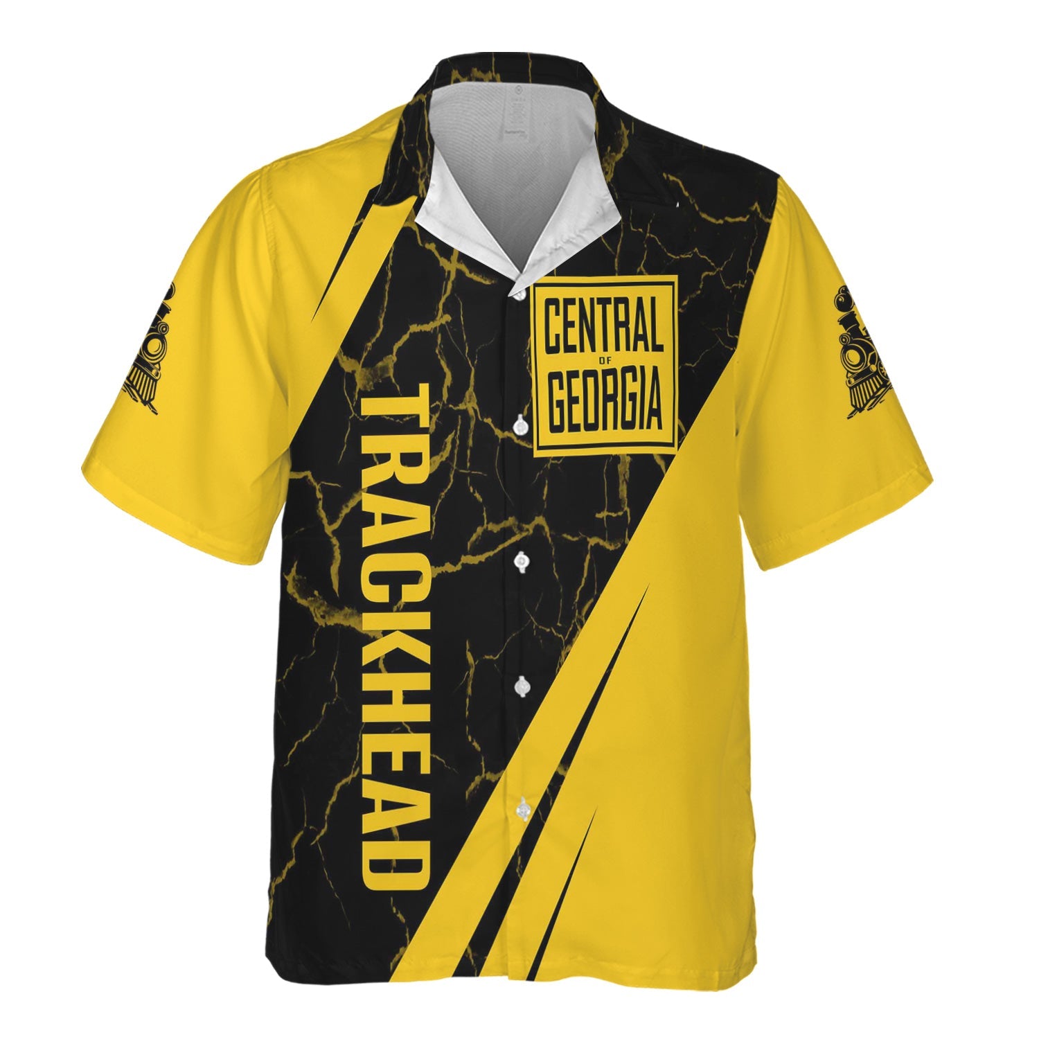 Railspirit Personalized Central of Georgia Railway Hawaiian Shirt Crackle Texture Style Shirt For Trackhead