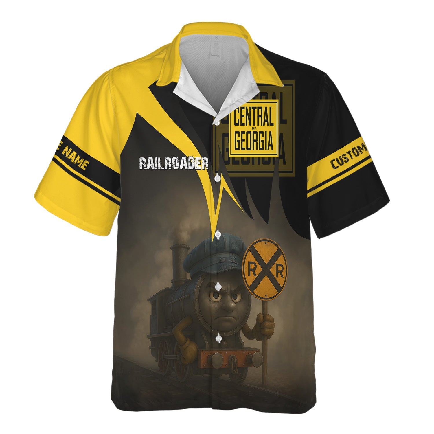 Railspirit Personalized Central of Georgia Railway Hawaiian Shirt Angry Train Hawaiian Shirt Gift Idea For Train Lover