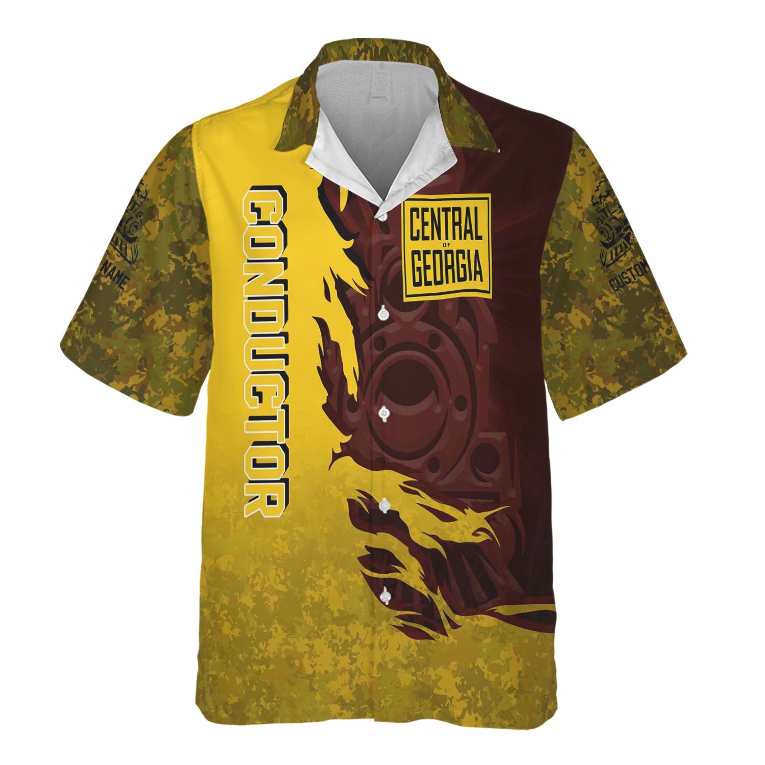 Railspirit Personalized Central of Georgia Railway Hawaiian Shirt Blazing Style with Custom Position Train Shirt