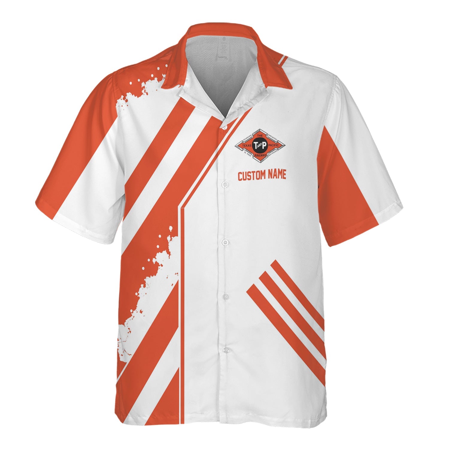 Railspirit Personalized Texas and Pacific Railway Hawaiian Shirt Locomotive Design Train Shirt for Train Enthusiast