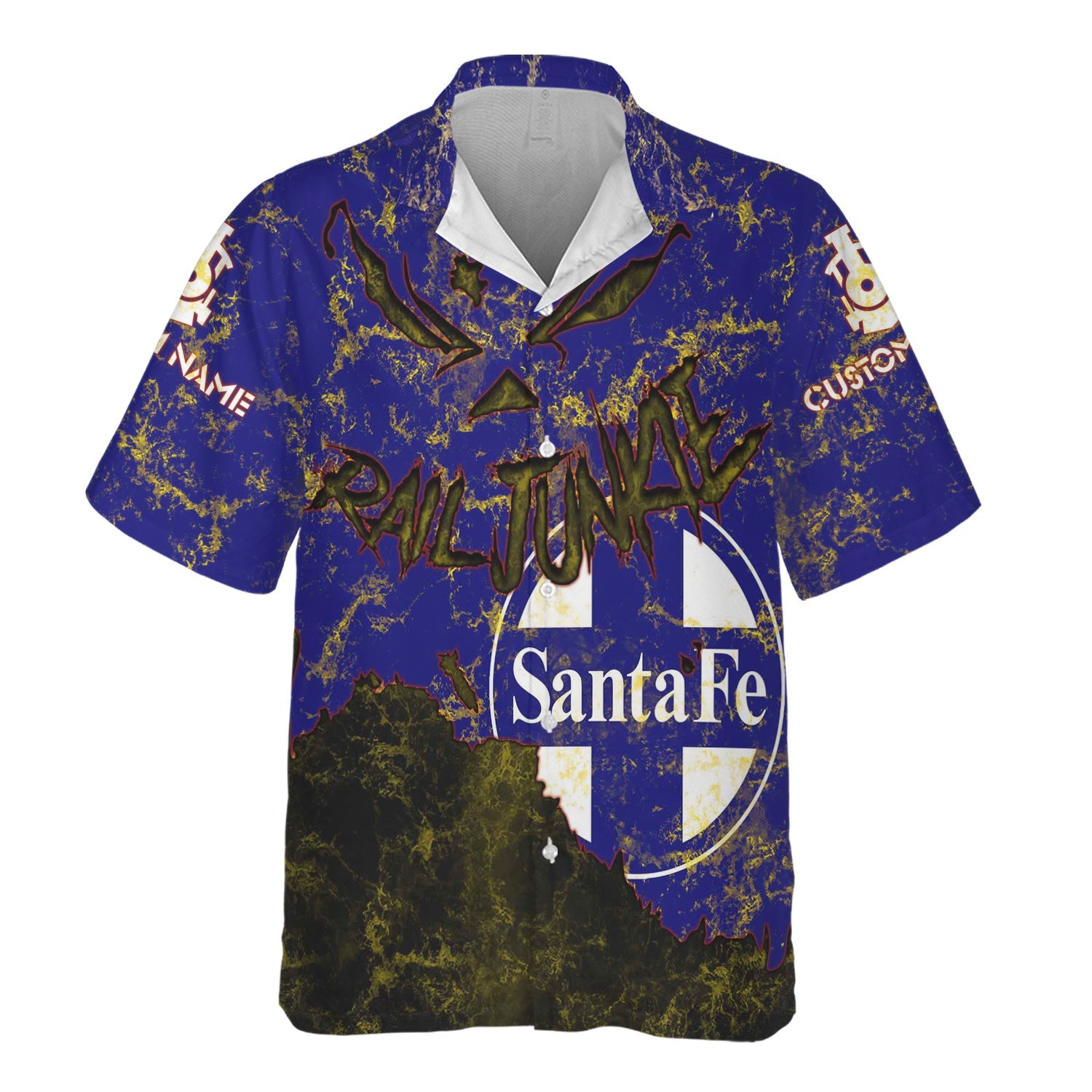 Railspirit Personalized Santa Fe ATSF Railway Hawaiian Shirt Torn Graphic Style Atchison, Topeka and Santa Fe Train Shirt For Rail Junkie