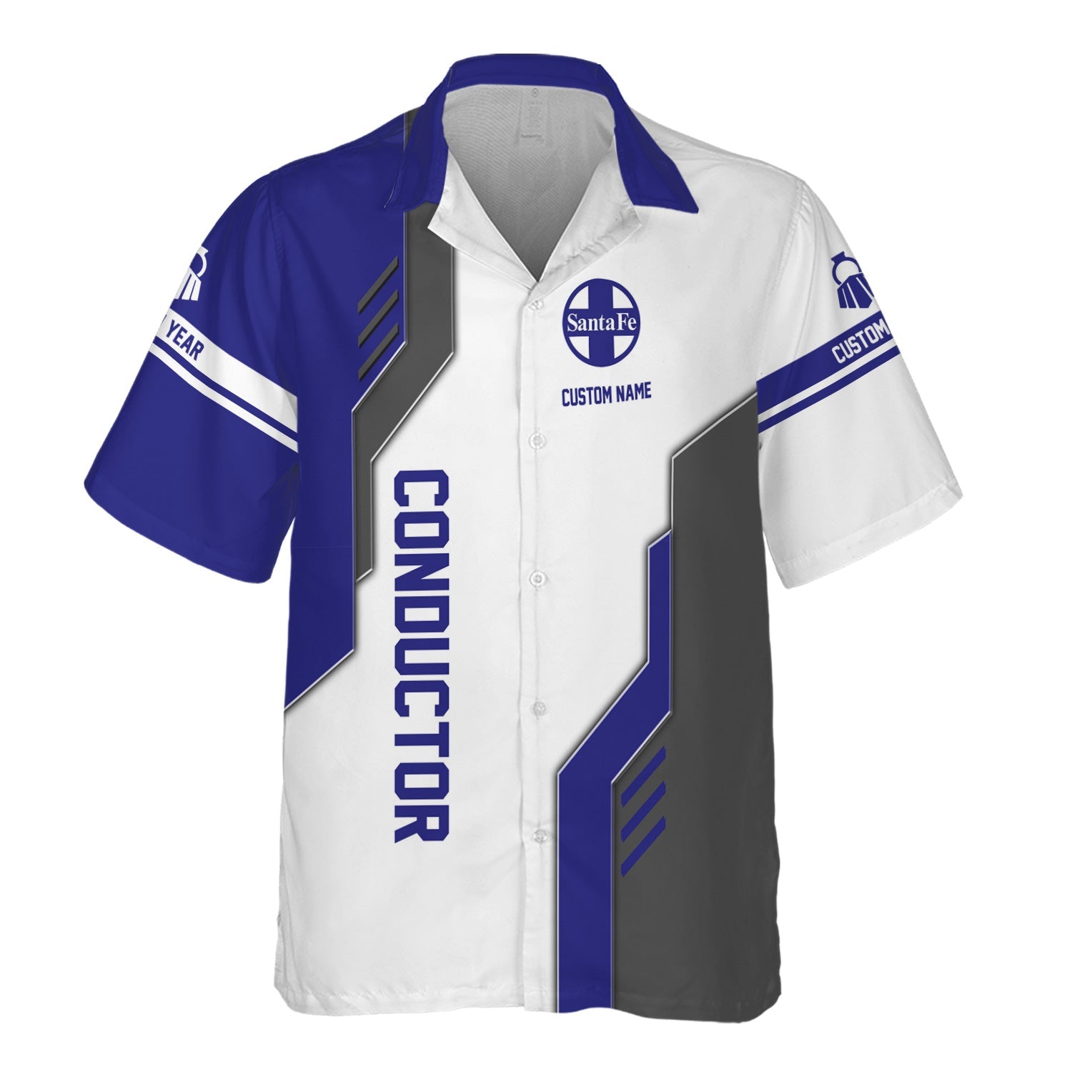 Railspirit Personalized Santa Fe ATSF Railway Hawaiian Shirt Unique Railway Style with Custom Job Atchison, Topeka and Santa Fe Train Shirt