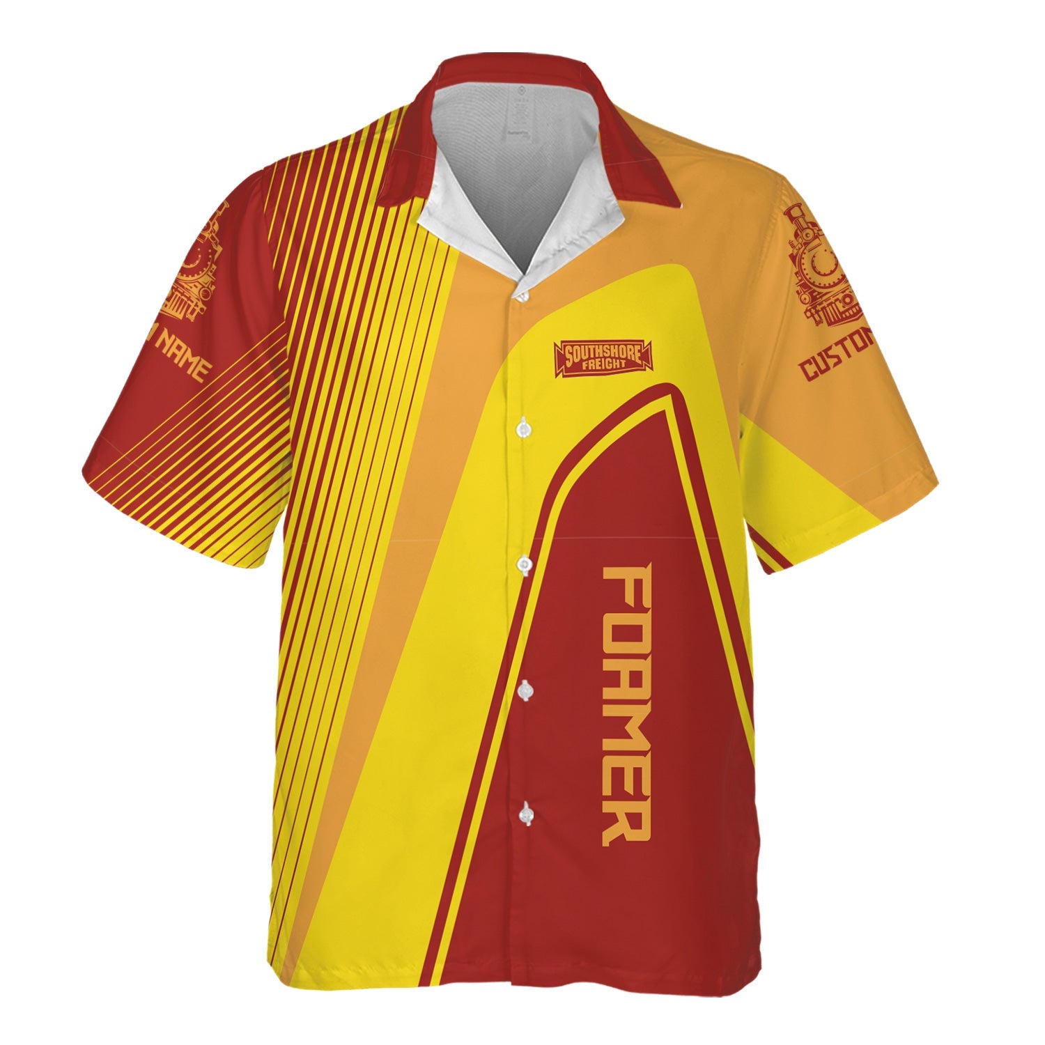 Railspirit Personalized Chicago South Shore and South Bend Railroad Hawaiian Shirt Vibrant Striking Style Shirt For Rail Enthusiasts