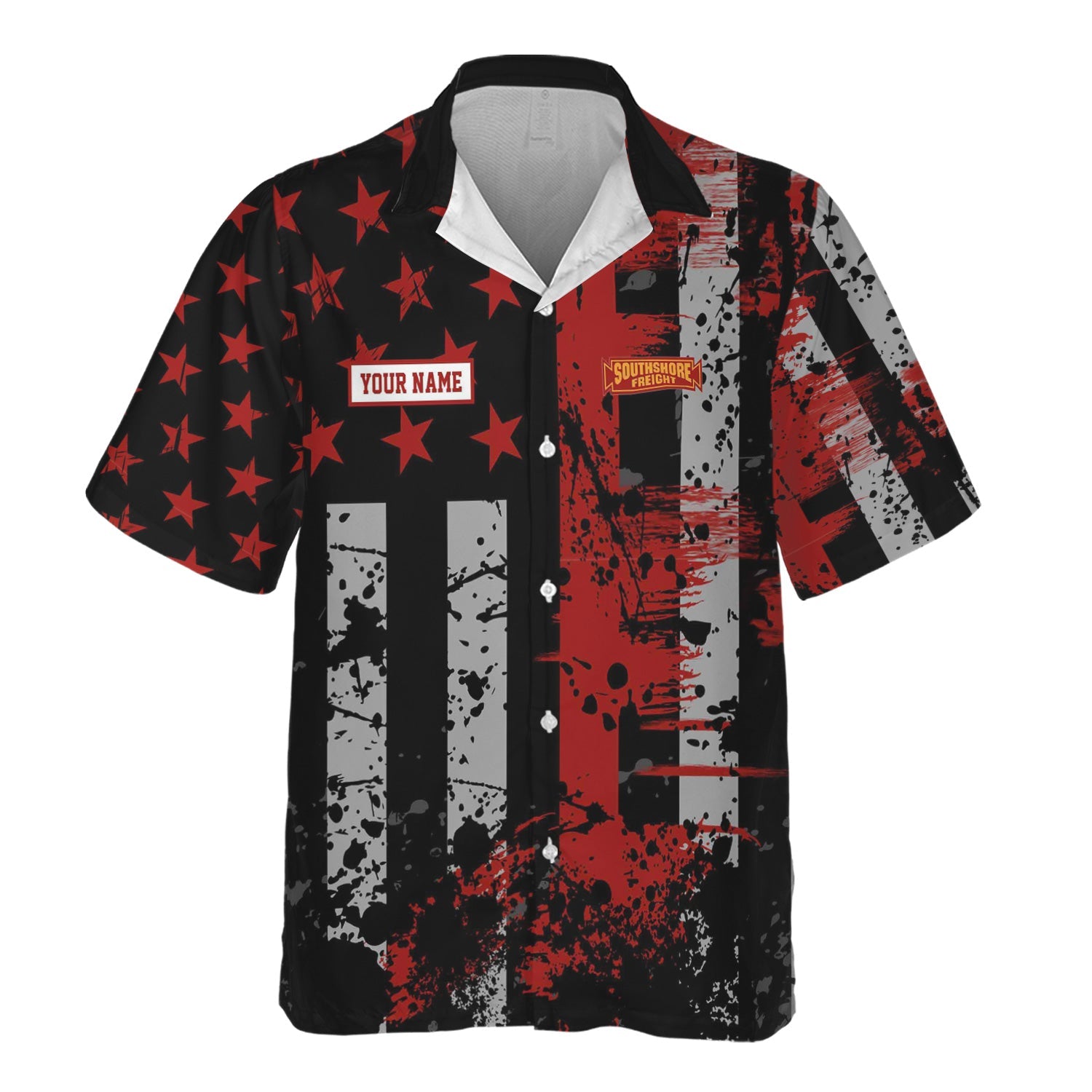 Railspirit Personalized Chicago South Shore and South Bend Railroad Hawaiian Shirt Artistic Paint American Flag Style Train Shirt
