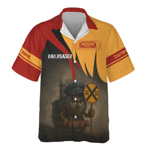 Railspirit Personalized Chicago South Shore and South Bend Railroad Hawaiian Shirt Angry Train Hawaiian Shirt Gift Idea For Train Lover