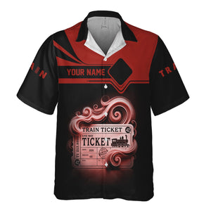 Railspirit Personalized Union Electric Railway Hawaiian Shirt Train Ticket  American Locomotive Printed Train