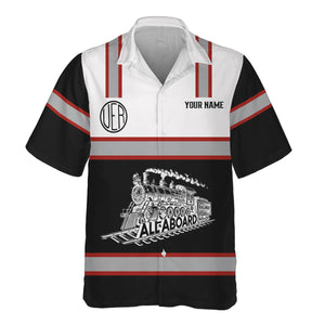 Railspirit Custom Name Union Electric Railway Hawaiian Shirt Eat Train Sleep Repeat Printed Train Shirt
