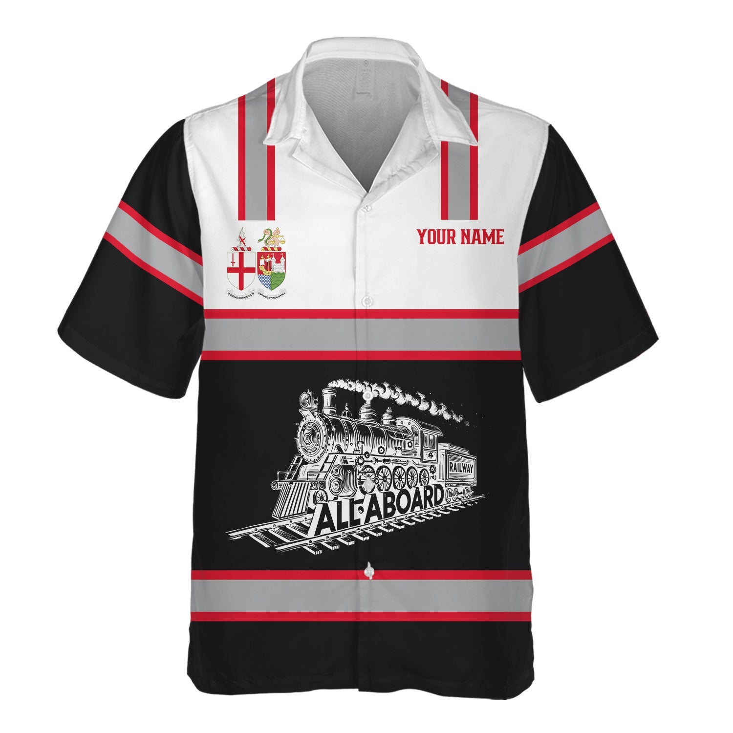 Railspirit Custom Name Great Western Railway Hawaiian Shirt Eat Train Sleep Repeat Printed Train Shirt