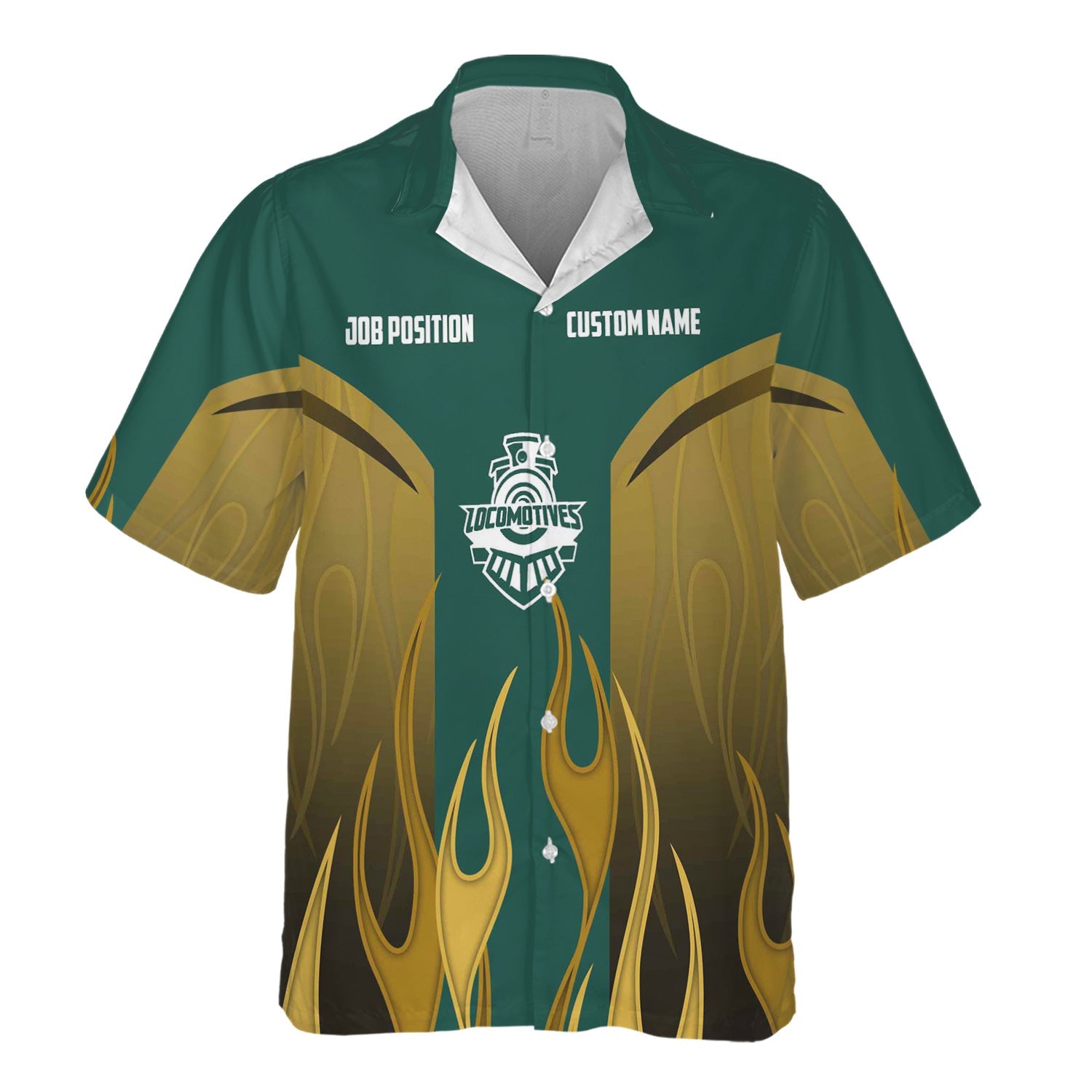 Railspirit Custom Name and Job Title Great Western Railway Hawaiian Shirt Flame Graphic Train Shirt For Rail Workers