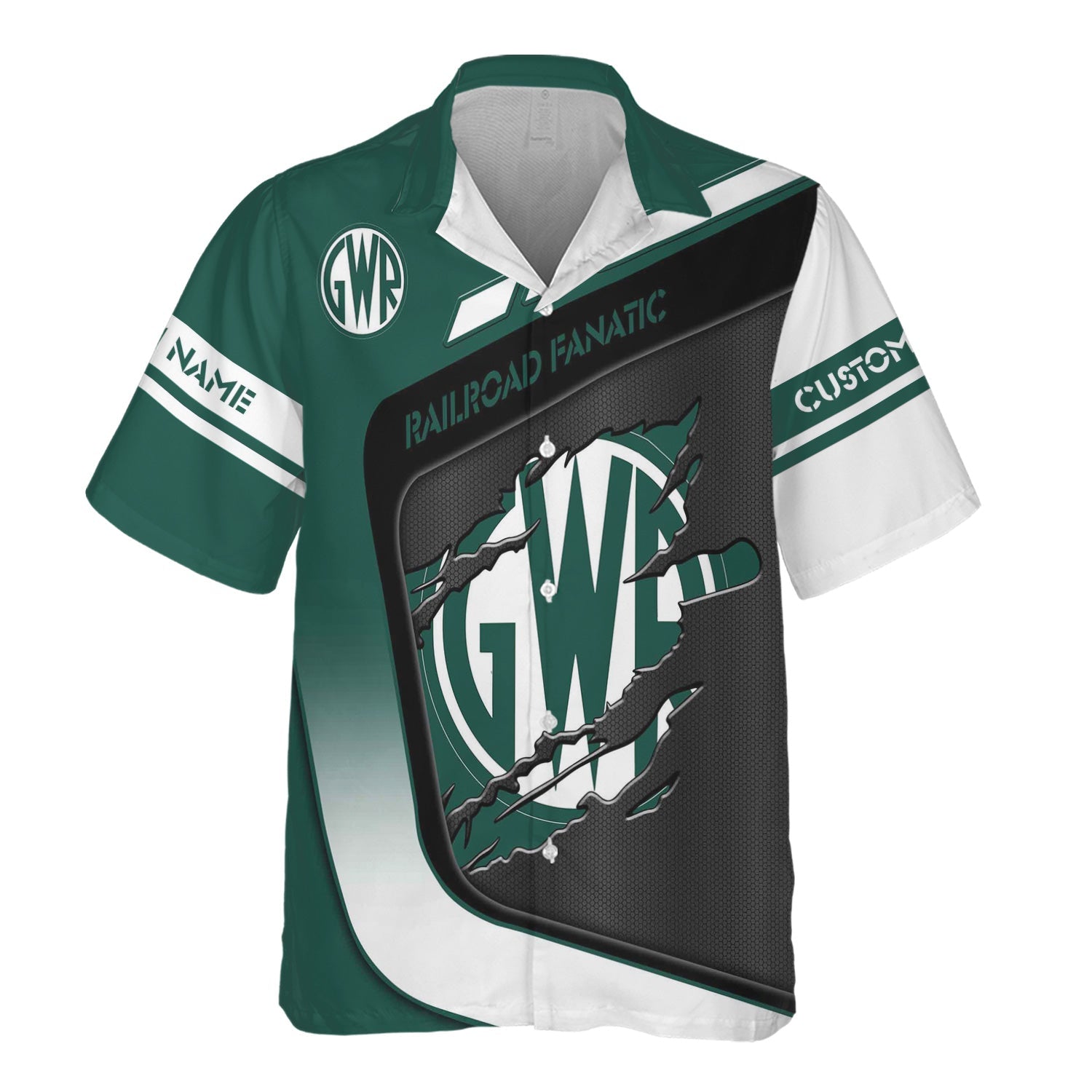 Railspirit Personalized Great Western Railway Hawaiian Shirt Ripped Texture Style Train Shirt For Railroad Fanatic
