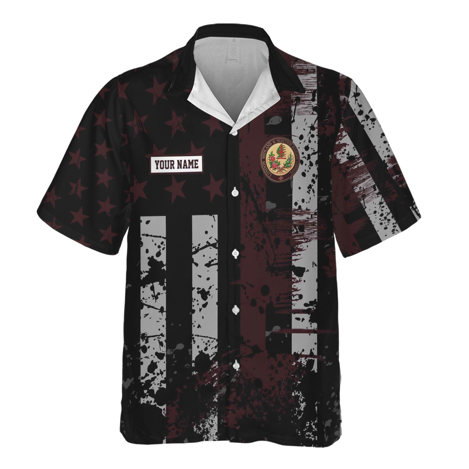 Railspirit Personalized London, Midland and Scottish Railway Hawaiian Shirt Artistic Paint American Flag Style Train Shirt