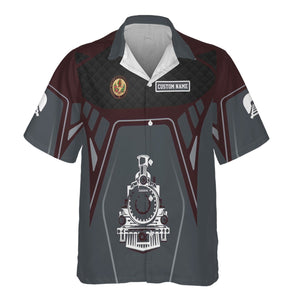 Railspirit Personalized London, Midland and Scottish Railway Hawaiian Shirt Steam Locomotive Engine Graphic Train Shirt All Over Print