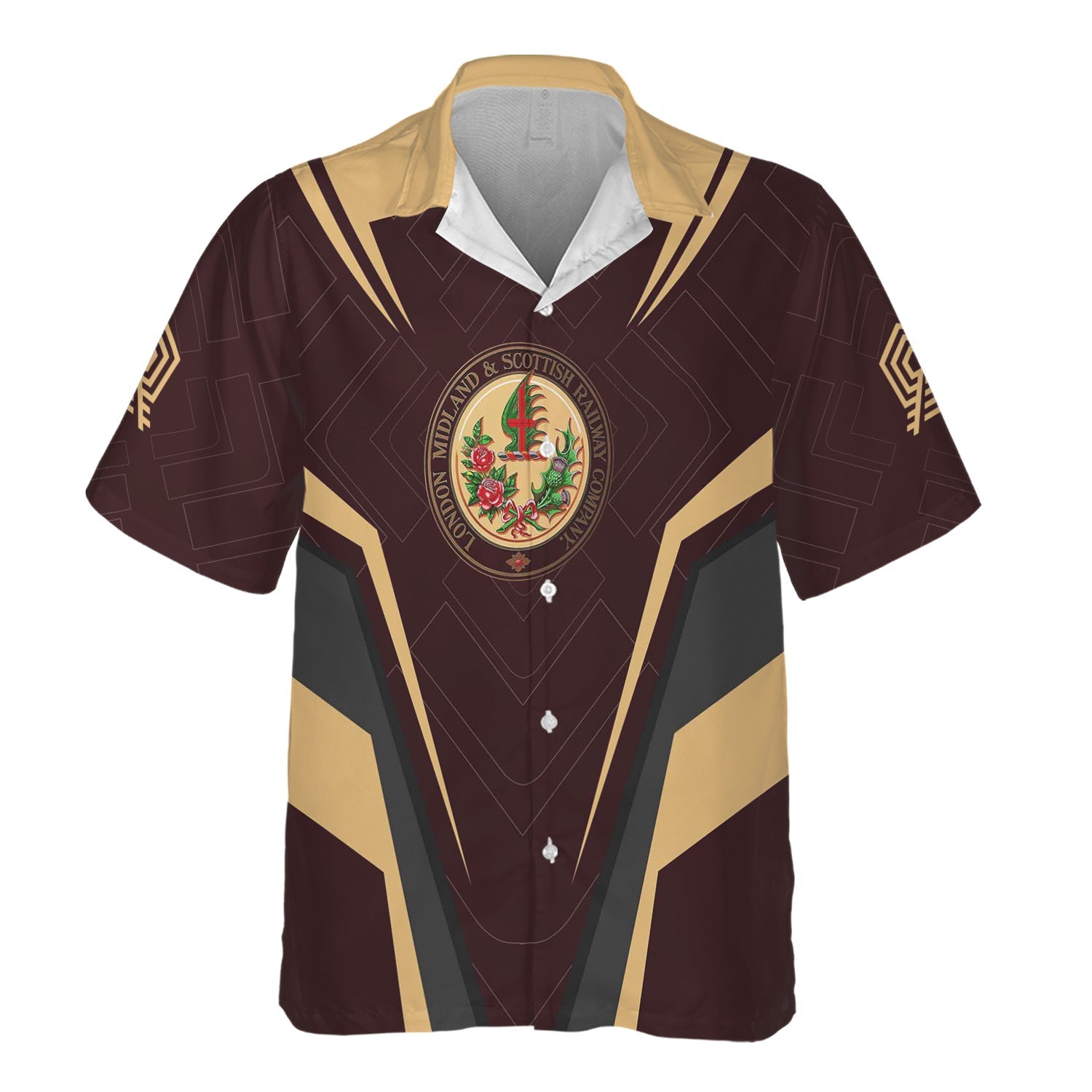 Railspirit Personalized London, Midland and Scottish Railway Hawaiian Shirt Railway Inspired Apparel Train Shirt For Train Lovers