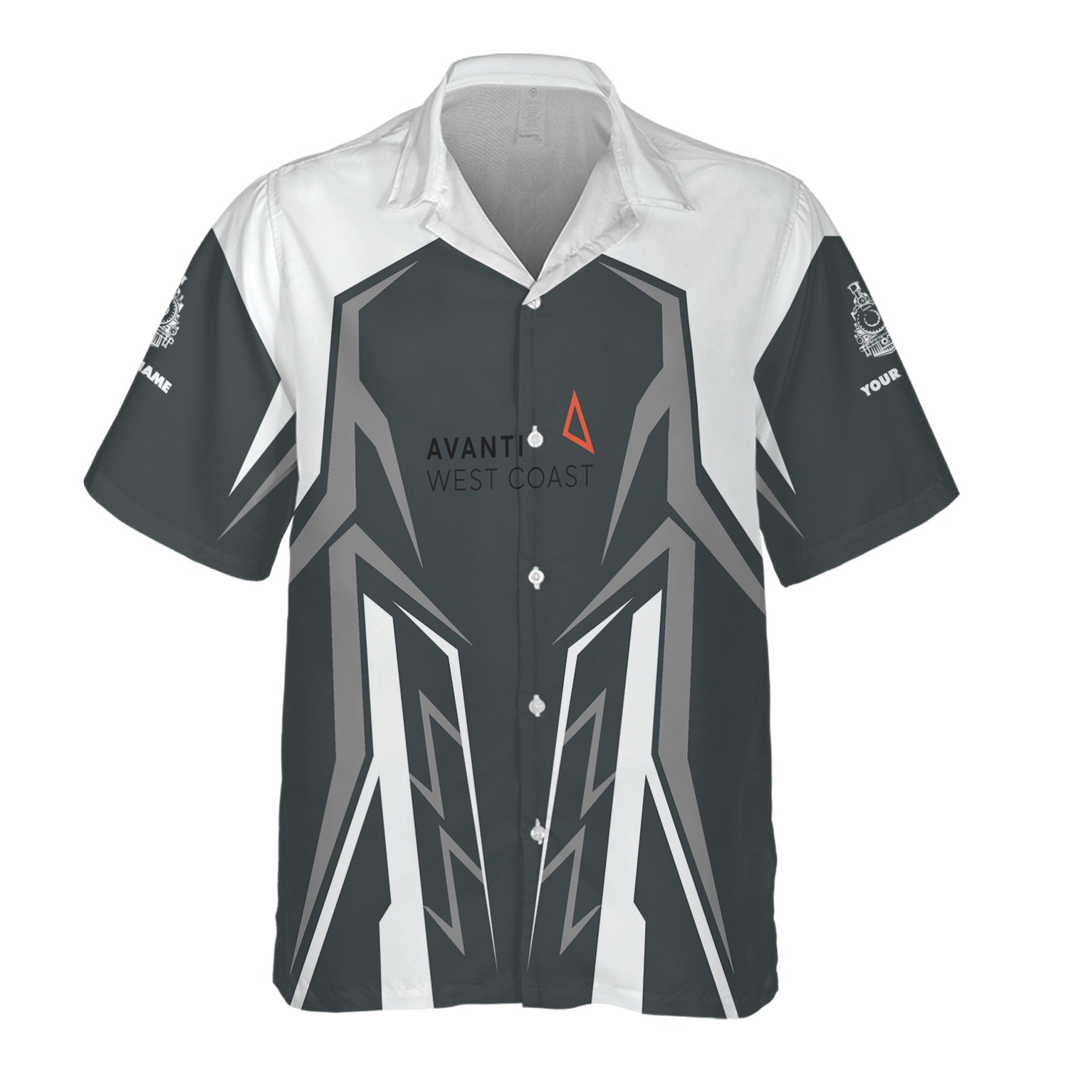 Railspirit Personalized Avanti West Coast Hawaiian Shirt Futuristic Design with Custom Job Train Shirt