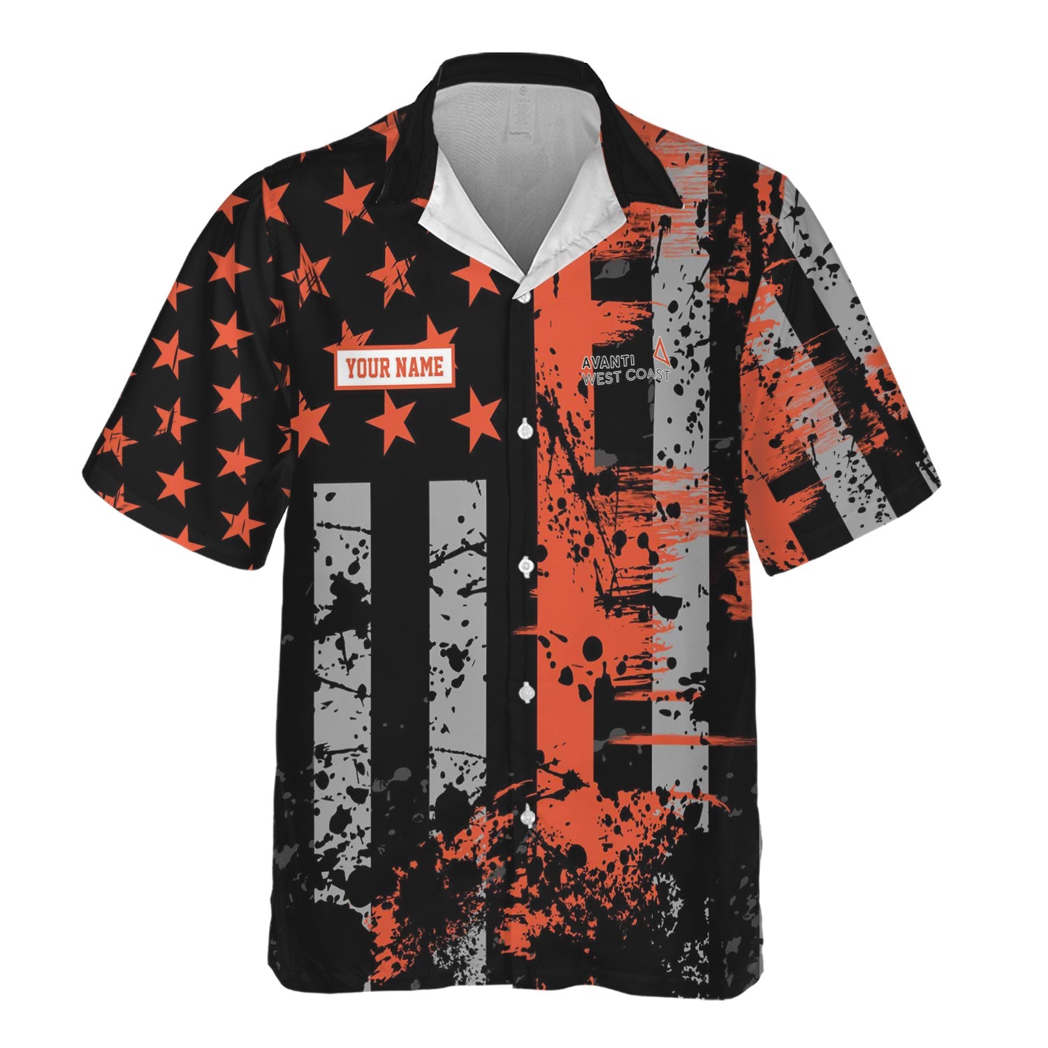 Railspirit Personalized Avanti West Coast Hawaiian Shirt Artistic Paint American Flag Style Train Shirt