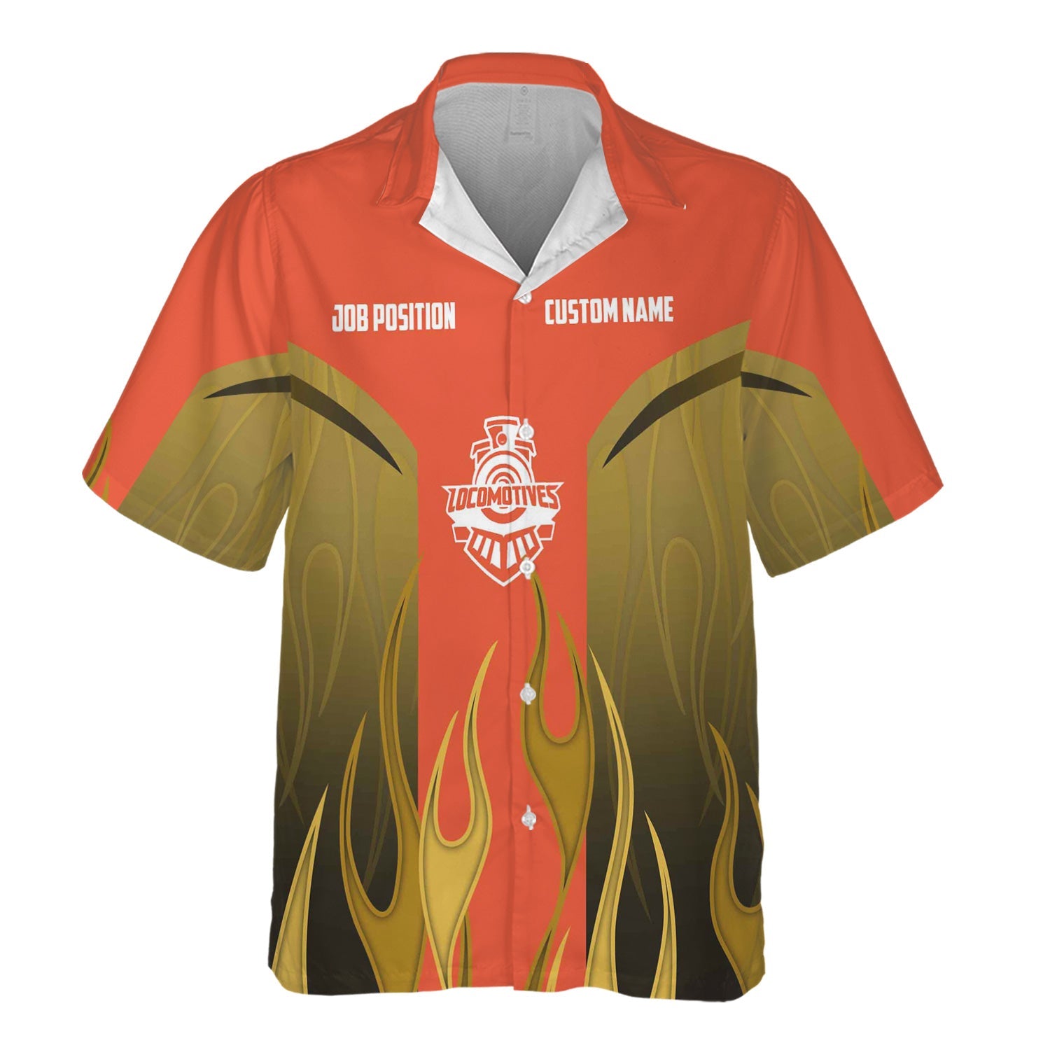 Railspirit Custom Name and Job Title Avanti West Coast Hawaiian Shirt Flame Graphic Train Shirt For Rail Workers